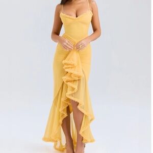Elegant Yellow Off-Shoulder Dress